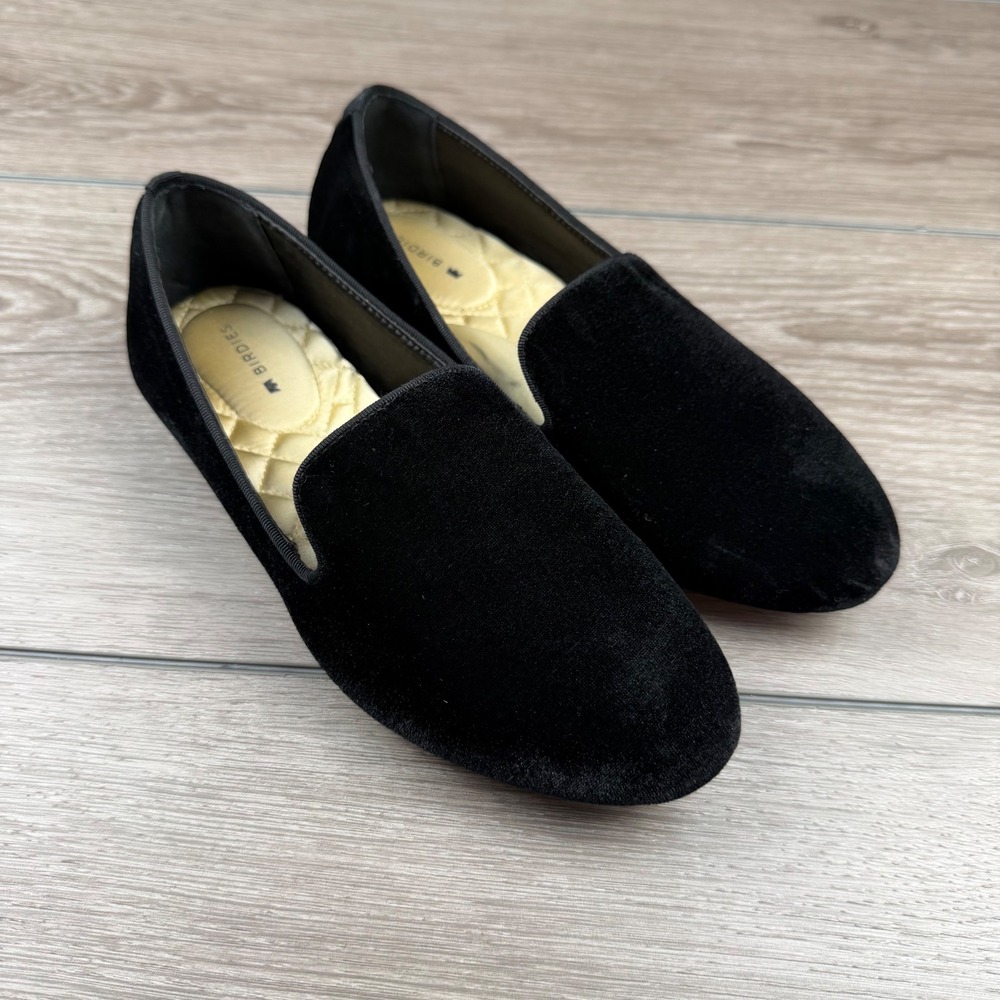 Birdies Womens The Starling Velvet Loafers Smoking Slippers Black Size 6
